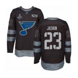 Men's St. Louis Blues #23 Dmitrij Jaskin Authentic Black 1917-2017 100th Anniversary 2019 Stanley Cup Champions Hockey Jersey