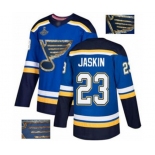 Men's St. Louis Blues #23 Dmitrij Jaskin Authentic Royal Blue Fashion Gold 2019 Stanley Cup Champions Hockey Jersey