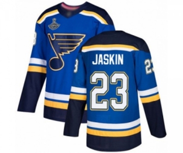 Men's St. Louis Blues #23 Dmitrij Jaskin Authentic Royal Blue Home 2019 Stanley Cup Champions Hockey Jersey