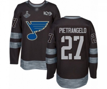 Men's St. Louis Blues #27 Alex Pietrangelo Authentic Black 1917-2017 100th Anniversary 2019 Stanley Cup Champions Hockey Jersey