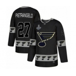 Men's St. Louis Blues #27 Alex Pietrangelo Authentic Black Team Logo Fashion 2019 Stanley Cup Champions Hockey Jersey