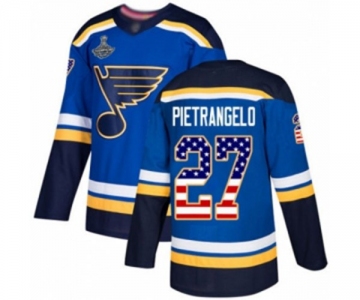 Men's St. Louis Blues #27 Alex Pietrangelo Authentic Blue USA Flag Fashion 2019 Stanley Cup Champions Hockey Jersey