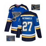 Men's St. Louis Blues #27 Alex Pietrangelo Authentic Royal Blue Fashion Gold 2019 Stanley Cup Champions Hockey Jersey