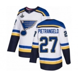 Men's St. Louis Blues #27 Alex Pietrangelo Authentic White Away 2019 Stanley Cup Champions Hockey Jersey