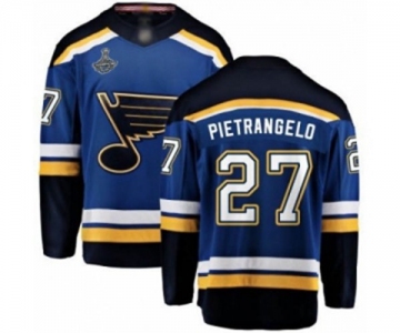 Men's St. Louis Blues #27 Alex Pietrangelo Fanatics Branded Royal Blue Home Breakaway 2019 Stanley Cup Champions Hockey Jersey