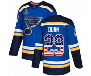 Men's St. Louis Blues #29 Vince Dunn Authentic Blue USA Flag Fashion 2019 Stanley Cup Champions Hockey Jersey