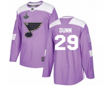 Men's St. Louis Blues #29 Vince Dunn Authentic Purple Fights Cancer Practice 2019 Stanley Cup Champions Hockey Jersey