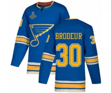 Men's St. Louis Blues #30 Martin Brodeur Authentic Navy Blue Alternate 2019 Stanley Cup Champions Hockey Jersey