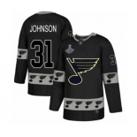 Men's St. Louis Blues #31 Chad Johnson Authentic Black Team Logo Fashion 2019 Stanley Cup Champions Hockey Jersey