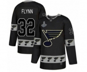 Men's St. Louis Blues #32 Brian Flynn Authentic Black Team Logo Fashion 2019 Stanley Cup Champions Hockey Jersey