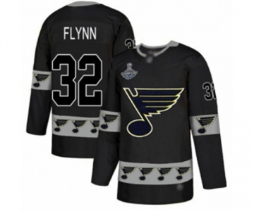 Men's St. Louis Blues #32 Brian Flynn Authentic Black Team Logo Fashion 2019 Stanley Cup Champions Hockey Jersey