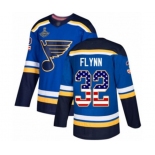 Men's St. Louis Blues #32 Brian Flynn Authentic Blue USA Flag Fashion 2019 Stanley Cup Champions Hockey Jersey