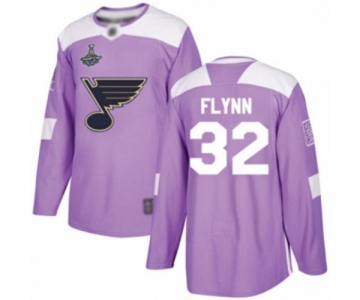 Men's St. Louis Blues #32 Brian Flynn Authentic Purple Fights Cancer Practice 2019 Stanley Cup Champions Hockey Jersey