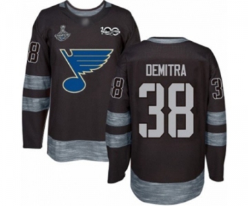 Men's St. Louis Blues #38 Pavol Demitra Authentic Black 1917-2017 100th Anniversary 2019 Stanley Cup Champions Hockey Jersey