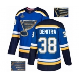 Men's St. Louis Blues #38 Pavol Demitra Authentic Royal Blue Fashion Gold 2019 Stanley Cup Champions Hockey Jersey