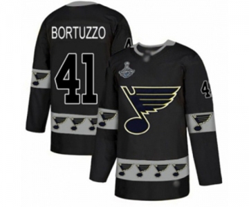 Men's St. Louis Blues #41 Robert Bortuzzo Authentic Black Team Logo Fashion 2019 Stanley Cup Champions Hockey Jersey