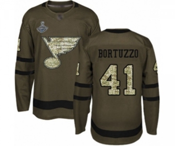 Men's St. Louis Blues #41 Robert Bortuzzo Authentic Green Salute to Service 2019 Stanley Cup Champions Hockey Jersey