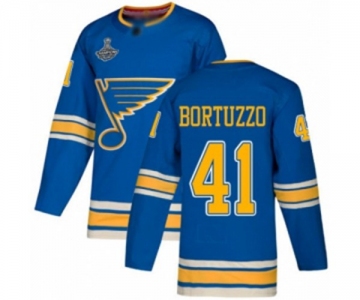 Men's St. Louis Blues #41 Robert Bortuzzo Authentic Navy Blue Alternate 2019 Stanley Cup Champions Hockey Jersey