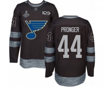 Men's St. Louis Blues #44 Chris Pronger Authentic Black 1917-2017 100th Anniversary 2019 Stanley Cup Champions Hockey Jersey