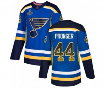 Men's St. Louis Blues #44 Chris Pronger Authentic Blue Drift Fashion 2019 Stanley Cup Champions Hockey Jersey