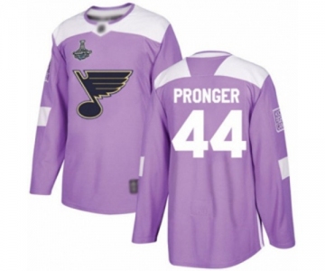 Men's St. Louis Blues #44 Chris Pronger Authentic Purple Fights Cancer Practice 2019 Stanley Cup Champions Hockey Jersey