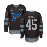 Men's St. Louis Blues #45 Luke Opilka Authentic Black 1917-2017 100th Anniversary 2019 Stanley Cup Champions Hockey Jersey