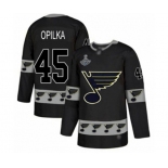 Men's St. Louis Blues #45 Luke Opilka Authentic Black Team Logo Fashion 2019 Stanley Cup Champions Hockey Jersey