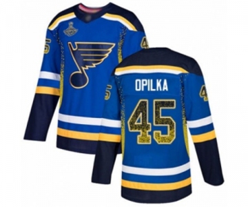 Men's St. Louis Blues #45 Luke Opilka Authentic Blue Drift Fashion 2019 Stanley Cup Champions Hockey Jersey