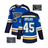 Men's St. Louis Blues #45 Luke Opilka Authentic Royal Blue Fashion Gold 2019 Stanley Cup Champions Hockey Jersey