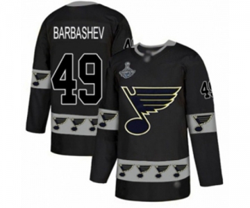 Men's St. Louis Blues #49 Ivan Barbashev Authentic Black Team Logo Fashion 2019 Stanley Cup Champions Hockey Jersey