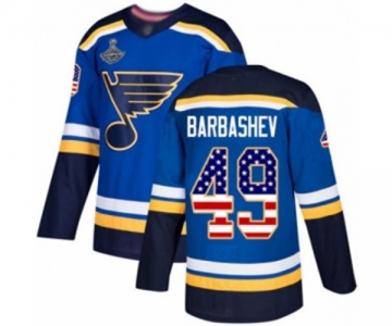 Men's St. Louis Blues #49 Ivan Barbashev Authentic Blue USA Flag Fashion 2019 Stanley Cup Champions Hockey Jersey