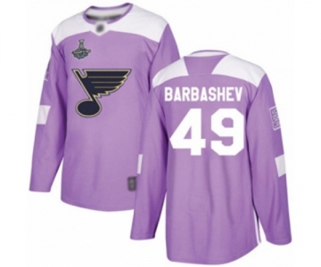 Men's St. Louis Blues #49 Ivan Barbashev Authentic Purple Fights Cancer Practice 2019 Stanley Cup Champions Hockey Jersey