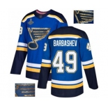 Men's St. Louis Blues #49 Ivan Barbashev Authentic Royal Blue Fashion Gold 2019 Stanley Cup Champions Hockey Jersey