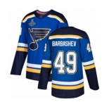 Men's St. Louis Blues #49 Ivan Barbashev Authentic Royal Blue Home 2019 Stanley Cup Champions Hockey Jersey