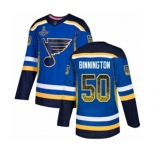 Men's St. Louis Blues #50 Jordan Binnington Authentic Blue Drift Fashion 2019 Stanley Cup Champions Hockey Jersey