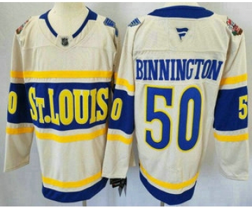 Men's St Louis Blues #50 Jordan Binnington Cream 2025 Winter Classic Authentic Jersey