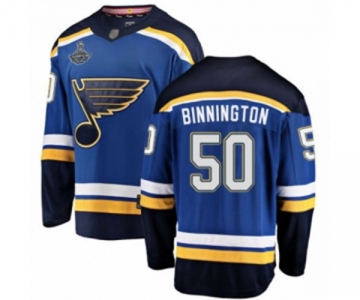 Men's St. Louis Blues #50 Jordan Binnington Fanatics Branded Royal Blue Home Breakaway 2019 Stanley Cup Champions Hockey Jersey