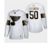 Men's St. Louis Blues #50 Jordan Binnington White Golden Edition Limited Stitched Hockey Jersey