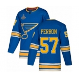 Men's St. Louis Blues #57 David Perron Authentic Navy Blue Alternate 2019 Stanley Cup Champions Hockey Jersey