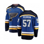 Men's St. Louis Blues #57 David Perron Fanatics Branded Royal Blue Home Breakaway 2019 Stanley Cup Champions Hockey Jersey