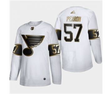 Men's St. Louis Blues #57 David Perron White Golden Edition Limited Stitched Hockey Jersey