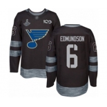 Men's St. Louis Blues #6 Joel Edmundson Authentic Black 1917-2017 100th Anniversary 2019 Stanley Cup Champions Hockey Jersey