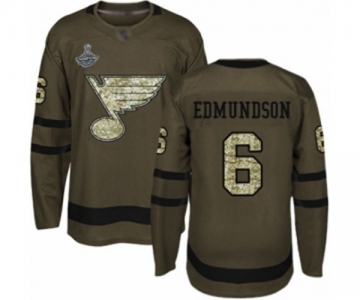 Men's St. Louis Blues #6 Joel Edmundson Authentic Green Salute to Service 2019 Stanley Cup Champions Hockey Jersey