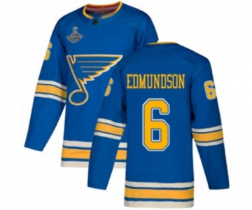 Men's St. Louis Blues #6 Joel Edmundson Authentic Navy Blue Alternate 2019 Stanley Cup Champions Hockey Jersey