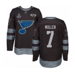 Men's St. Louis Blues #7 Joe Mullen Authentic Black 1917-2017 100th Anniversary 2019 Stanley Cup Champions Hockey Jersey