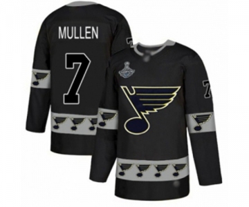 Men's St. Louis Blues #7 Joe Mullen Authentic Black Team Logo Fashion 2019 Stanley Cup Champions Hockey Jersey