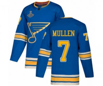 Men's St. Louis Blues #7 Joe Mullen Authentic Navy Blue Alternate 2019 Stanley Cup Champions Hockey Jersey