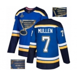 Men's St. Louis Blues #7 Joe Mullen Authentic Royal Blue Fashion Gold 2019 Stanley Cup Champions Hockey Jersey