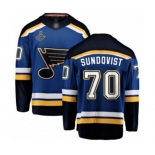 Men's St. Louis Blues #70 Oskar Sundqvist Fanatics Branded Royal Blue Home Breakaway 2019 Stanley Cup Champions Hockey Jersey