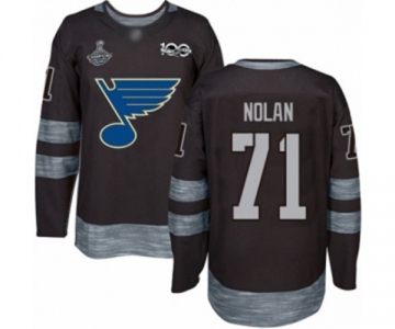 Men's St. Louis Blues #71 Jordan Nolan Authentic Black 1917-2017 100th Anniversary 2019 Stanley Cup Champions Hockey Jersey